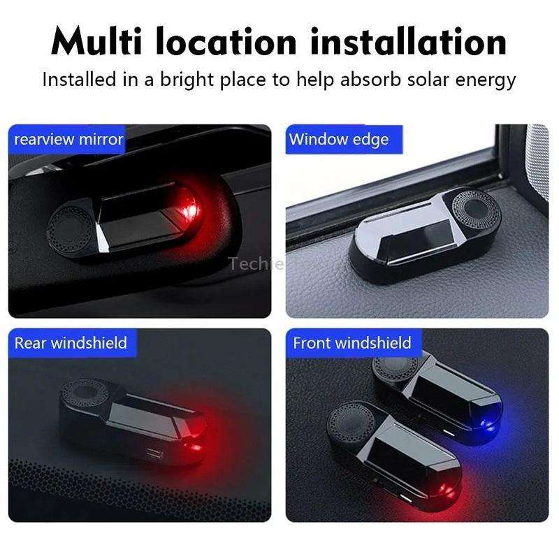 Car Solar Anti-Theft Alarm LED Warning Light With Aromatherapy(Red Light)