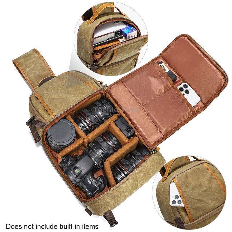 Outdoor Canvas Wear-resistant Waterproof Photography Shoulder Bag(Army Green)