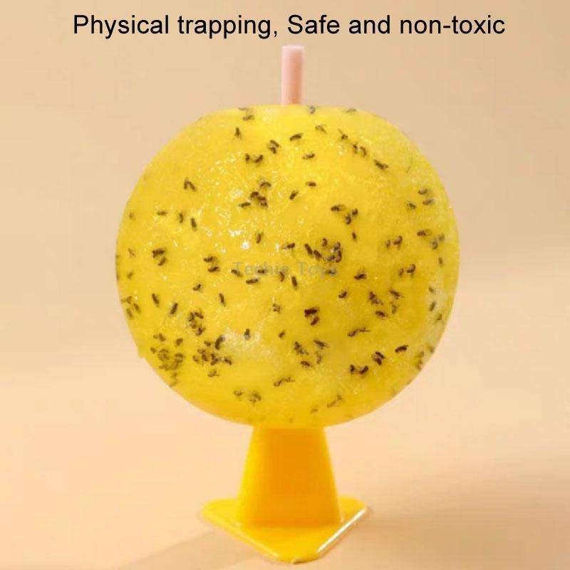 8cm Fruit Fly Balls for Indoor Use Insect Trap Sticky Insect Balls(Yellow With Base+Double-side Glue