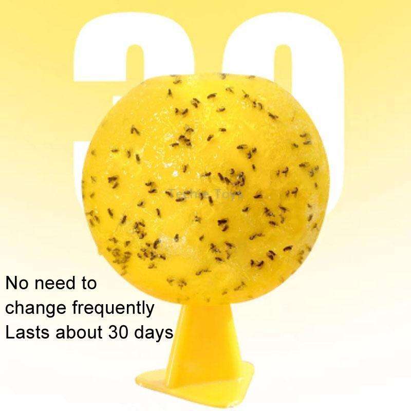 8cm Fruit Fly Balls for Indoor Use Insect Trap Sticky Insect Balls(Yellow With Base+Double-side Glue