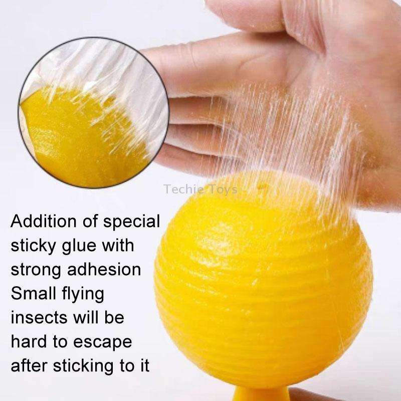 8cm Fruit Fly Balls for Indoor Use Insect Trap Sticky Insect Balls(Yellow With Base+Double-side Glue