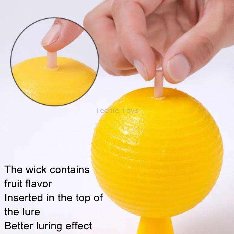 8cm Fruit Fly Balls for Indoor Use Insect Trap Sticky Insect Balls(Yellow With Base+Double-side Glue