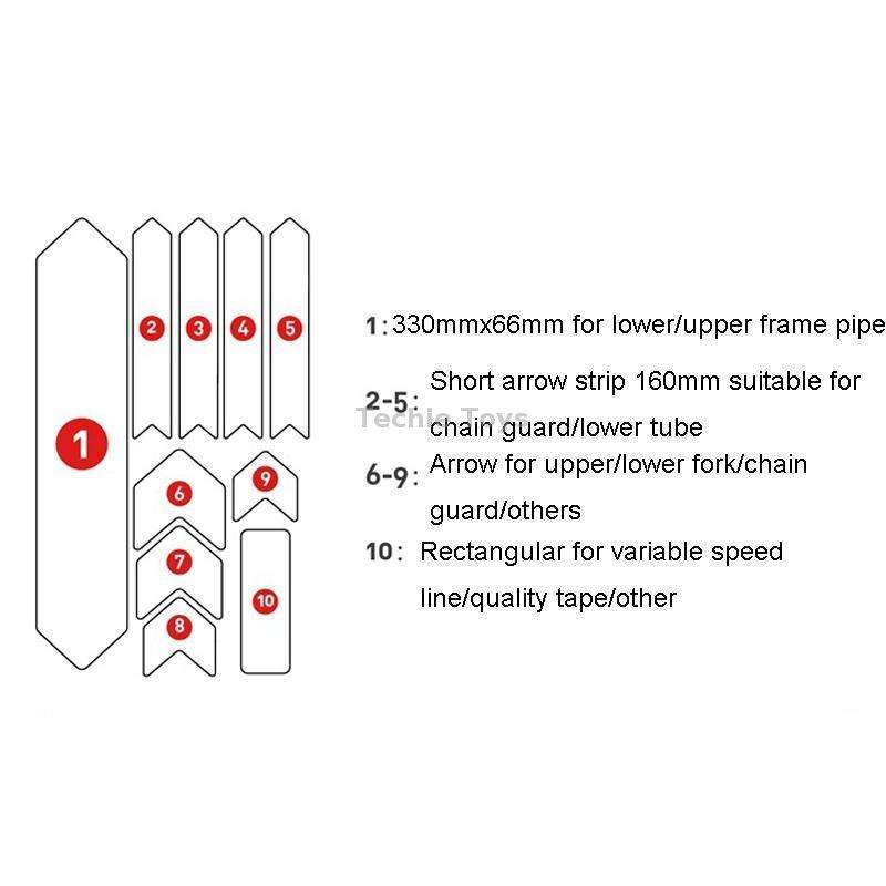 ENLEE 10pcs /Set Mountain Bike Frame Anti-Scratch Sticker Waterproof Protective Film For Cycling Equ