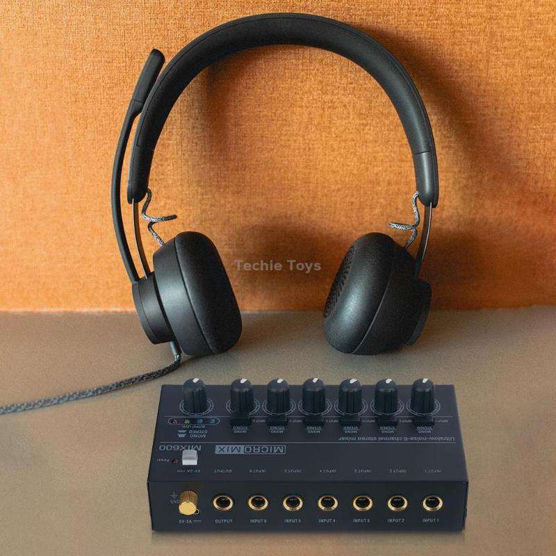 Ultra-Compact Low-Noise 6 Channel Stereo Audio Mixer, US Plug(MIX600)