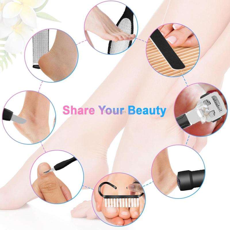 Electric Foot File Pedicure Kit Waterproof Feet Callus Remover, Spec: Matte Black