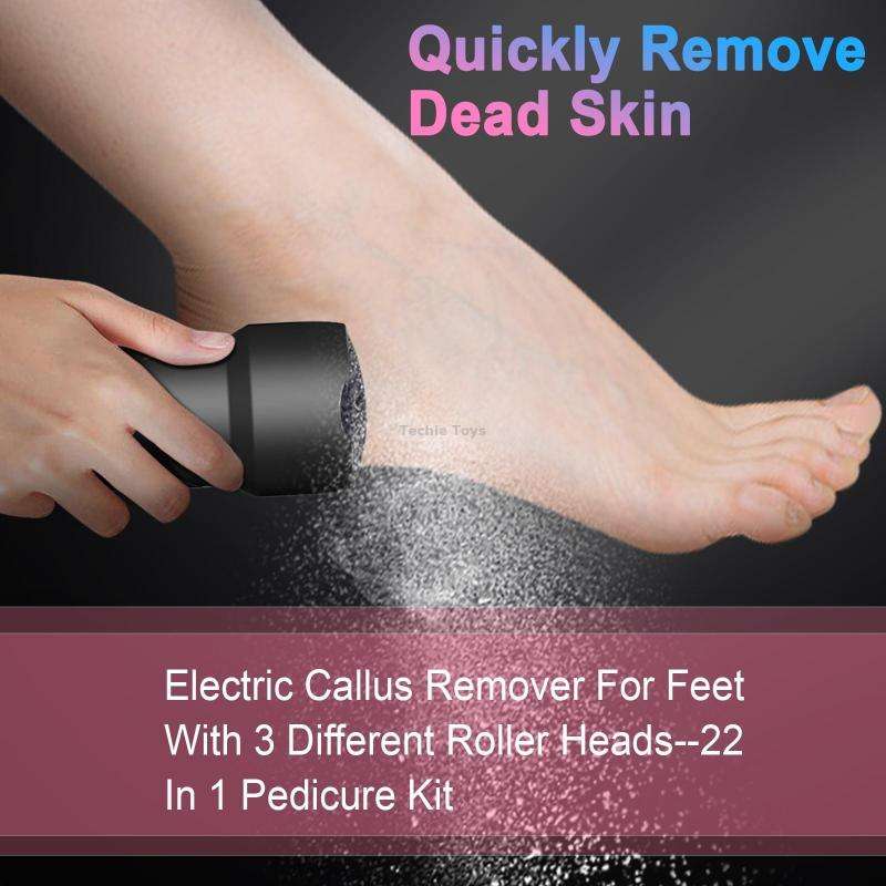 Electric Foot File Pedicure Kit Waterproof Feet Callus Remover, Spec: Matte Black