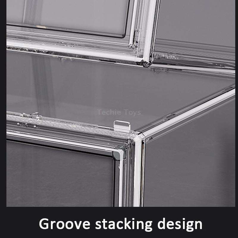 Stackable Transparent Storage Box Magnetic Suction Bookcase Handbag Display Rack, Style: Three Parti