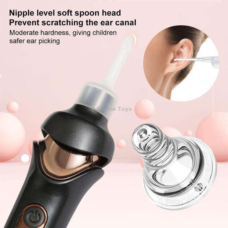 Luminous Upgraded LED Electric Ear Scoop Children Ear Cleaning Tool Set(White)