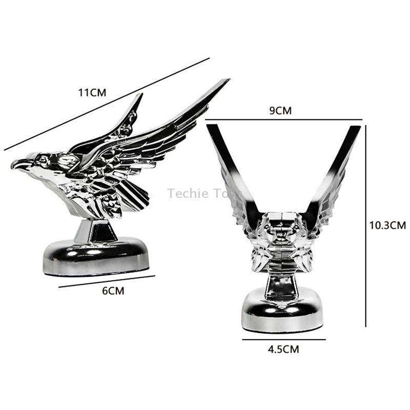 Car Hood Decoration 3D Spread Wings Flying Eagle Modification Universal Car Emblem(Silver)