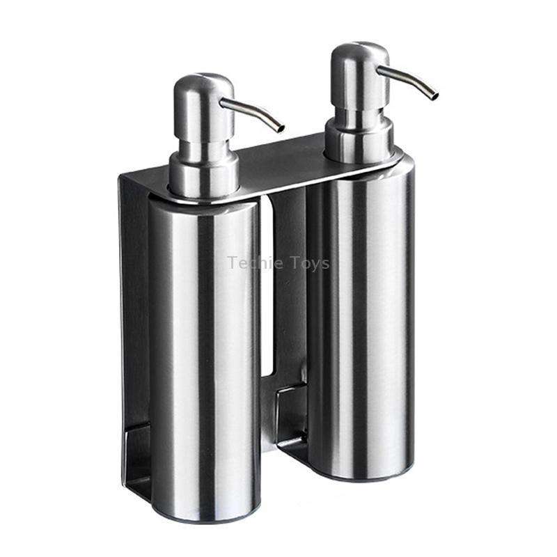 Hotel Stainless Steel Soap Dispenser Home Wall Mounted No Punch Press To Soap Bottle, Style: Round 2