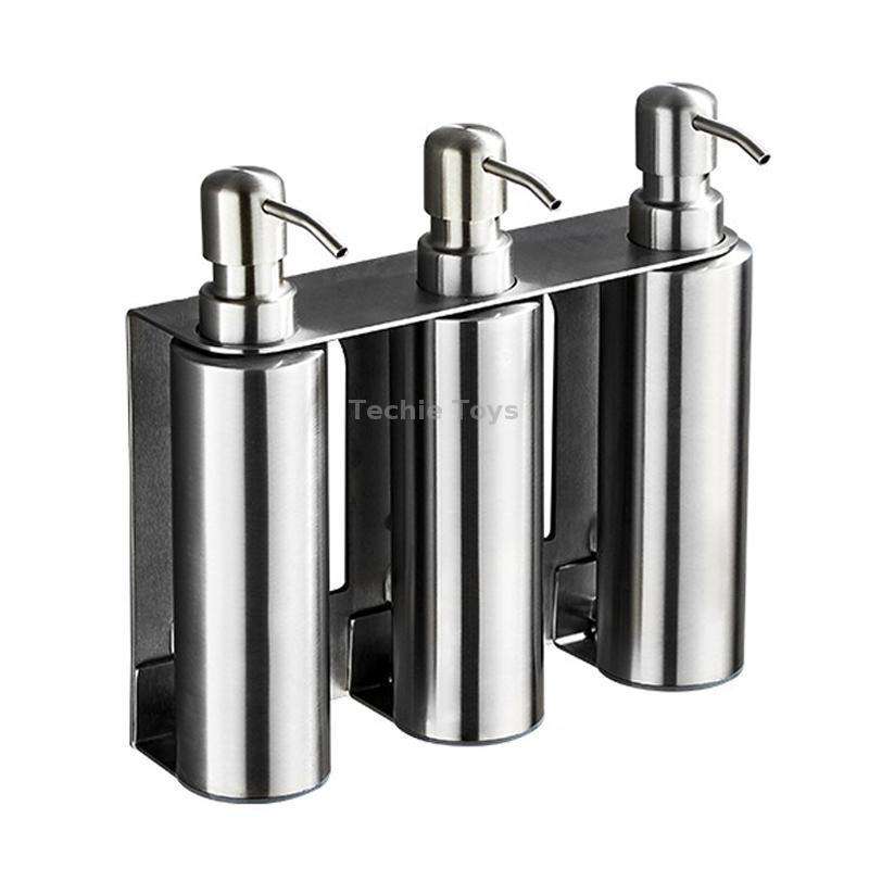 Hotel Stainless Steel Soap Dispenser Home Wall Mounted No Punch Press To Soap Bottle, Style: Round 3