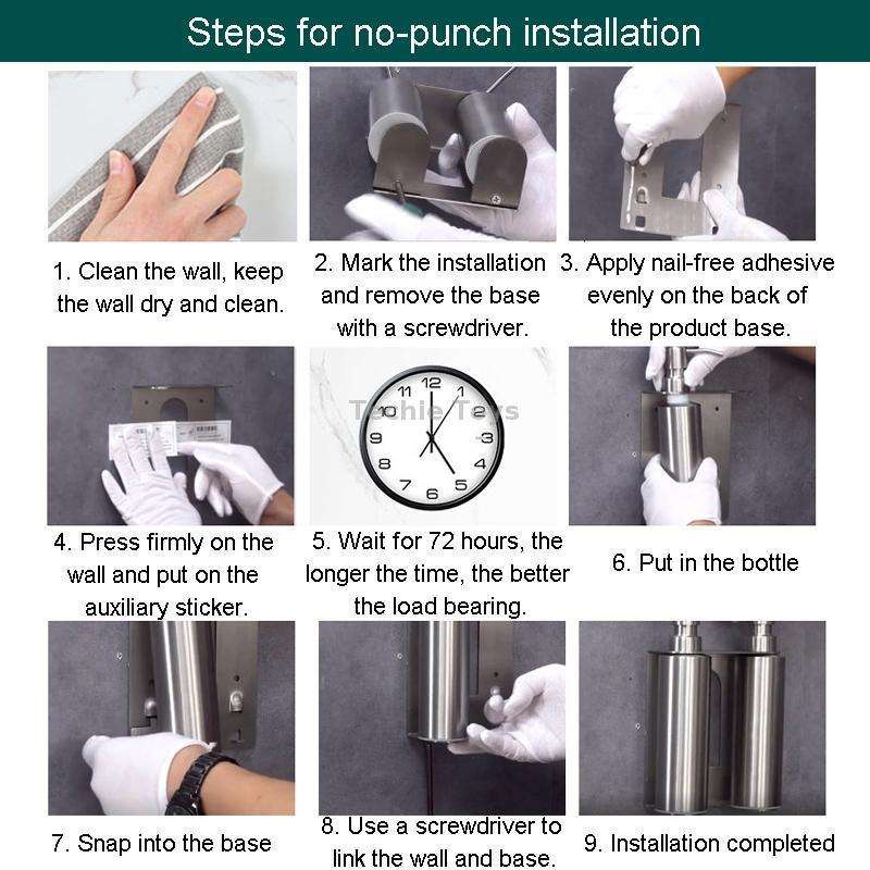 Hotel Stainless Steel Soap Dispenser Home Wall Mounted No Punch Press To Soap Bottle, Style: Round 3