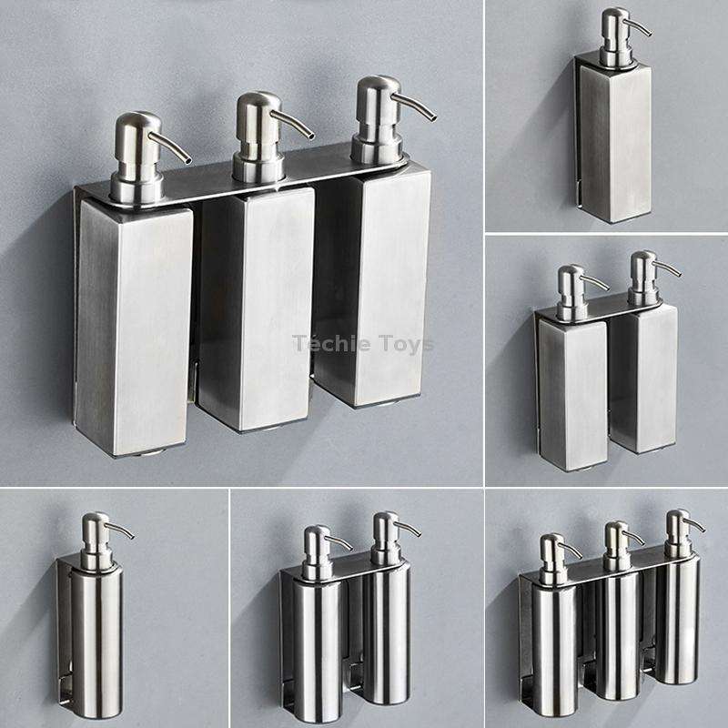 Hotel Stainless Steel Soap Dispenser Home Wall Mounted No Punch Press To Soap Bottle, Style: Round 3