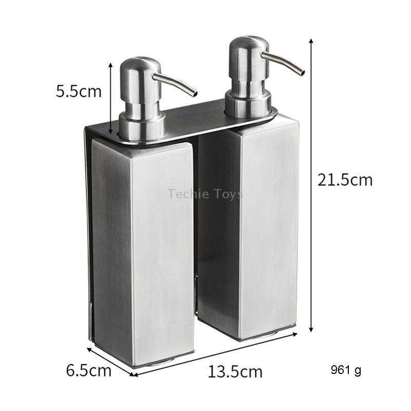 Hotel Stainless Steel Soap Dispenser Home Wall Mounted No Punch Press To Soap Bottle, Style: Square