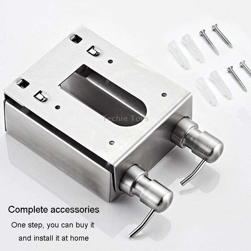 Hotel Stainless Steel Soap Dispenser Home Wall Mounted No Punch Press To Soap Bottle, Style: Square