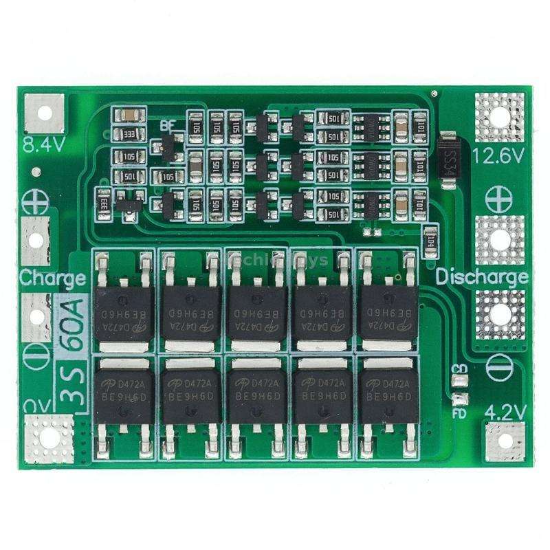 3S 11.1V 12.6V 60A 18650 Li-Ion Battery Charger Protection Board(Balanced)