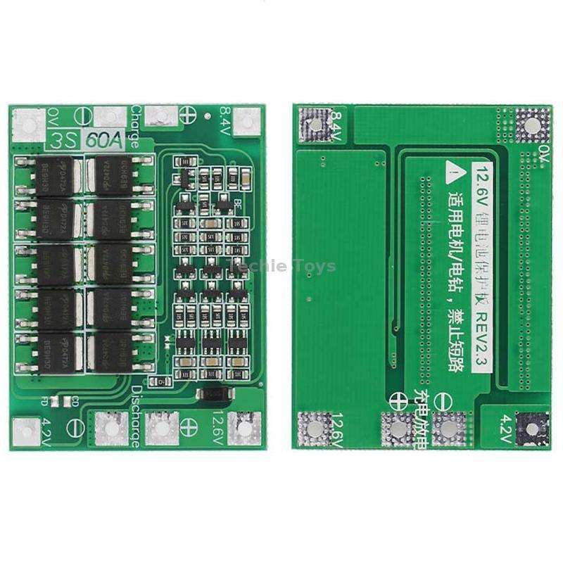 3S 11.1V 12.6V 60A 18650 Li-Ion Battery Charger Protection Board(Balanced)