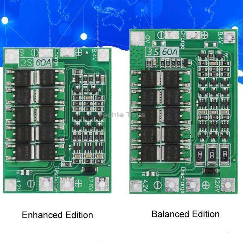 3S 11.1V 12.6V 60A 18650 Li-Ion Battery Charger Protection Board(Balanced)