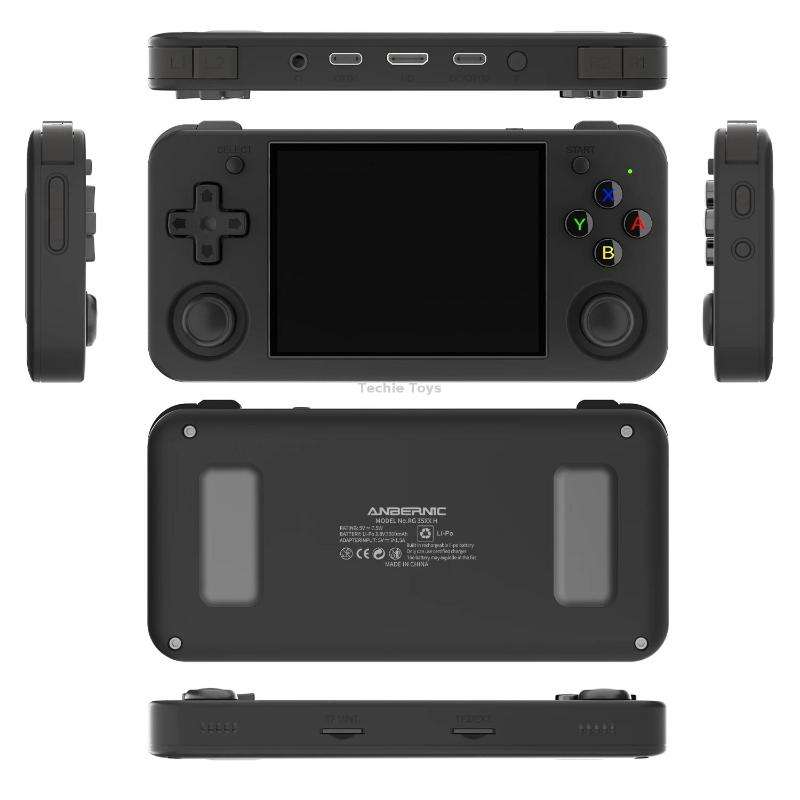 ANBERNIC RG35XX H Handheld Game Console 3.5 Inch IPS Screen Linux System 64GB(Black)
