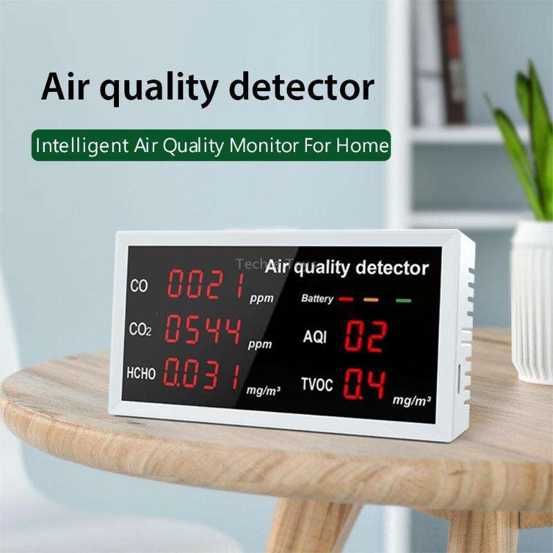5-in-1 Indoor Home Portable Air Monitor TVOC Formaldehyde Detector(W17A Light Gray)