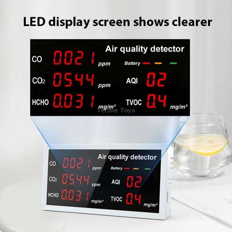 5-in-1 Indoor Home Portable Air Monitor TVOC Formaldehyde Detector(W17A Light Gray)