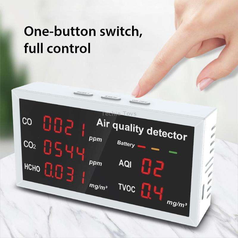 5-in-1 Indoor Home Portable Air Monitor TVOC Formaldehyde Detector(W17A Light Gray)