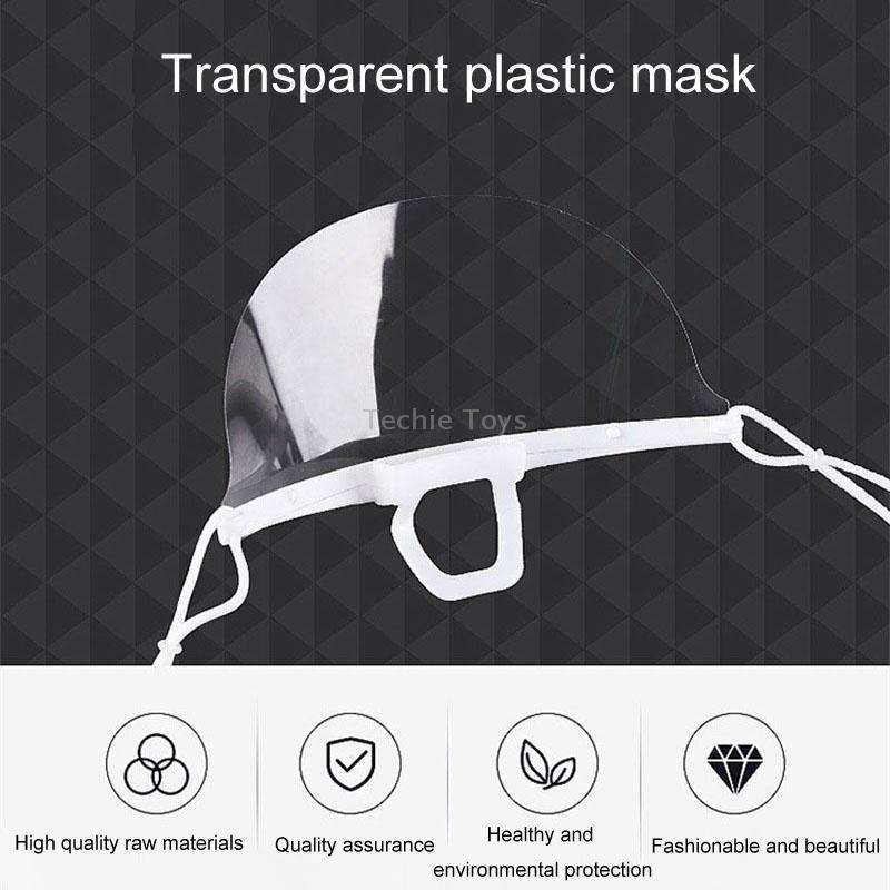 10pcs /Bag Recyclable Transparent Restaurant Mask Chef Anti-fog And Anti-Spittle Plastic Masks(opp B