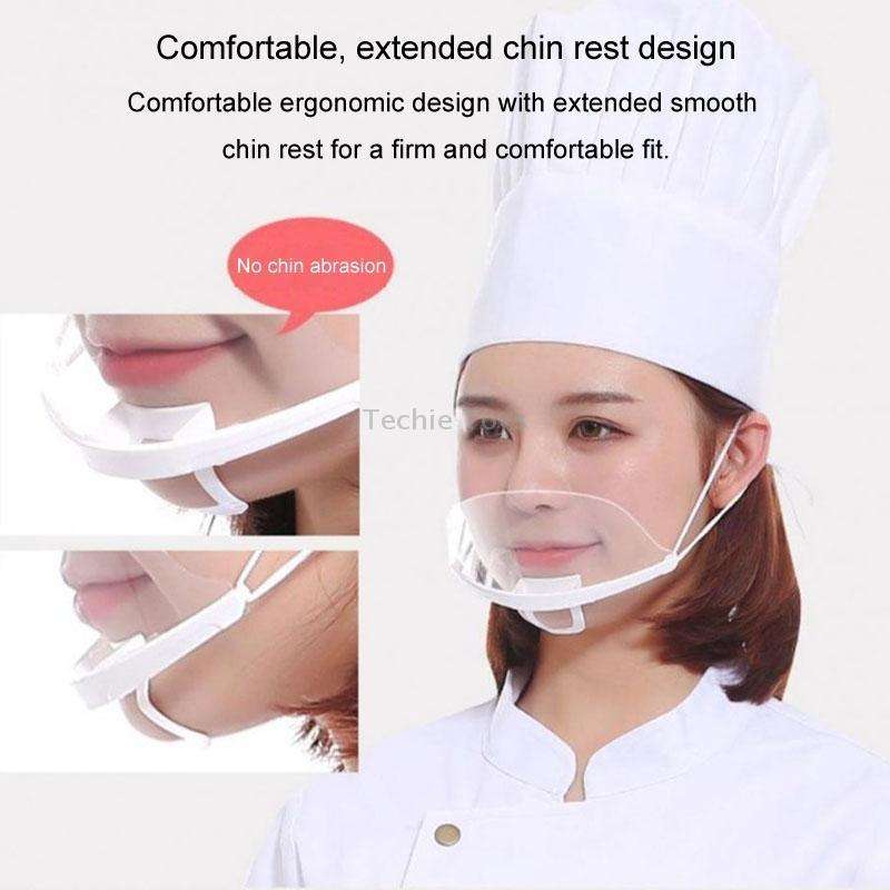 10pcs /Bag Recyclable Transparent Restaurant Mask Chef Anti-fog And Anti-Spittle Plastic Masks(opp B