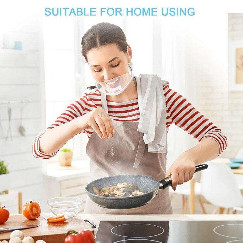 10pcs /Bag Recyclable Transparent Restaurant Mask Chef Anti-fog And Anti-Spittle Plastic Masks(opp B
