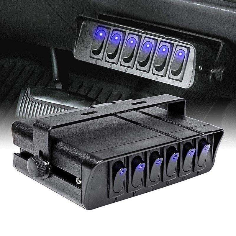 12V Ship Car 6-digit 3PIN Switch Panel Control System With Wiring(Blue Light)