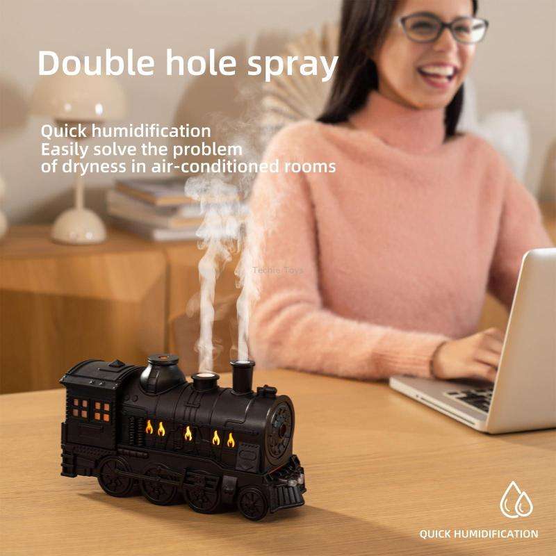 300ml Small Train Essential Oil Diffuser Humidifier With Remote Control EU Plug