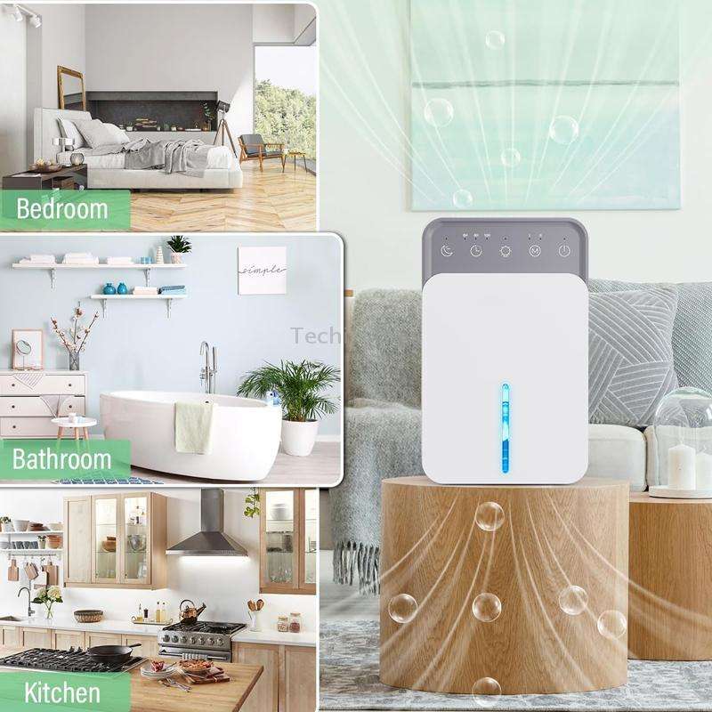 1500ml Semiconductor Dehumidifier with Automatic Defrost Function, Timer, Sleep Mode EU Plug