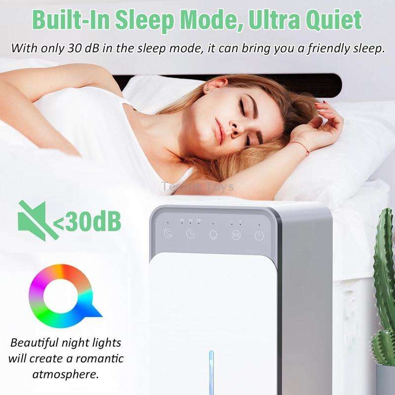 1500ml Semiconductor Dehumidifier with Automatic Defrost Function, Timer, Sleep Mode EU Plug