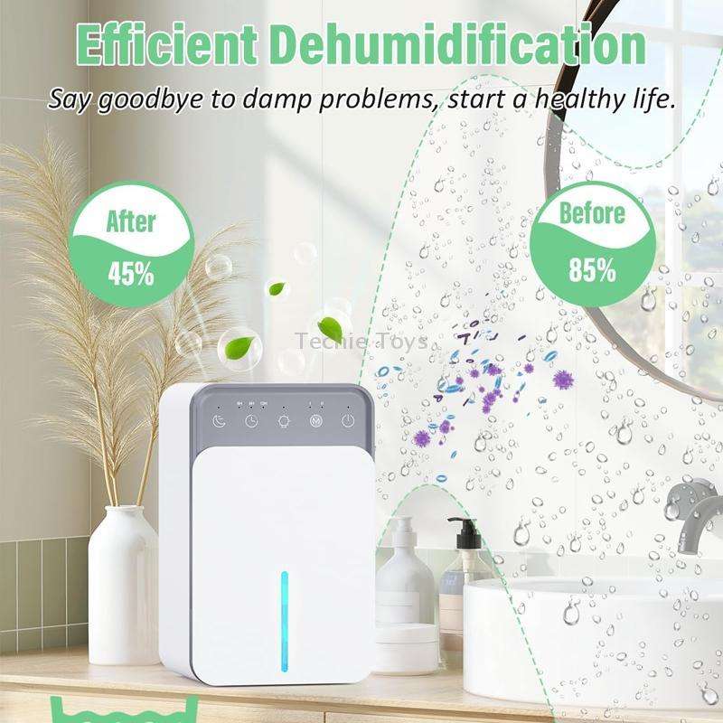 1500ml Semiconductor Dehumidifier with Automatic Defrost Function, Timer, Sleep Mode EU Plug