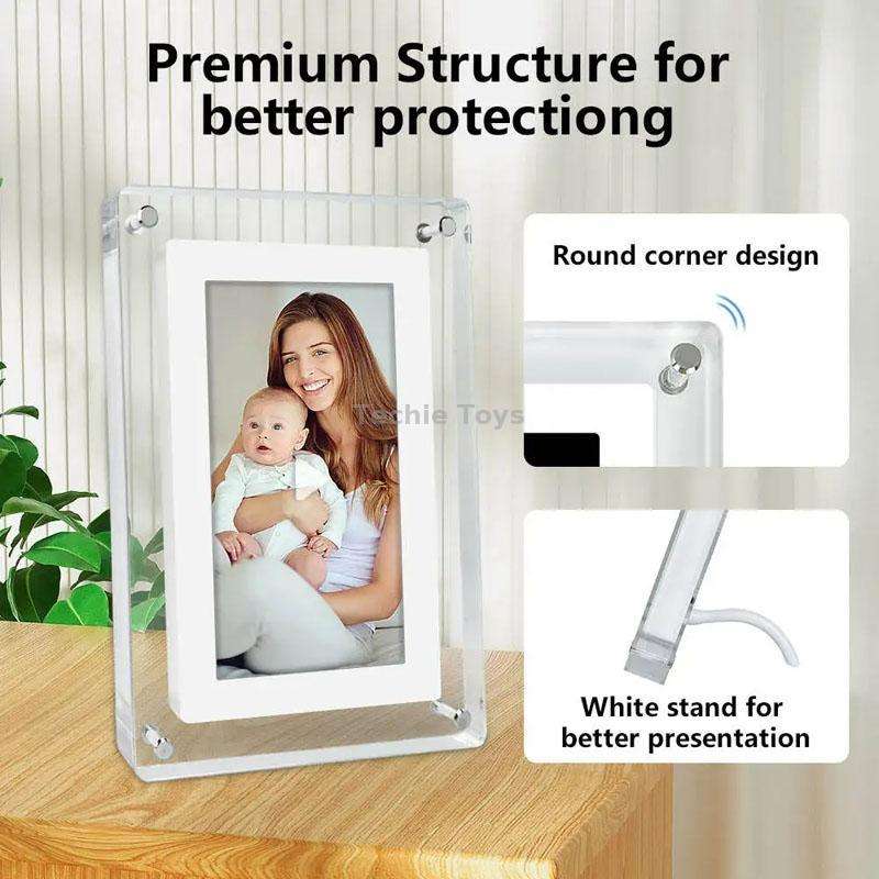 7 Inch Acrylic HD Digital Photo Frame Desktop Smart Motion Video Player Ornament(EU Plug)