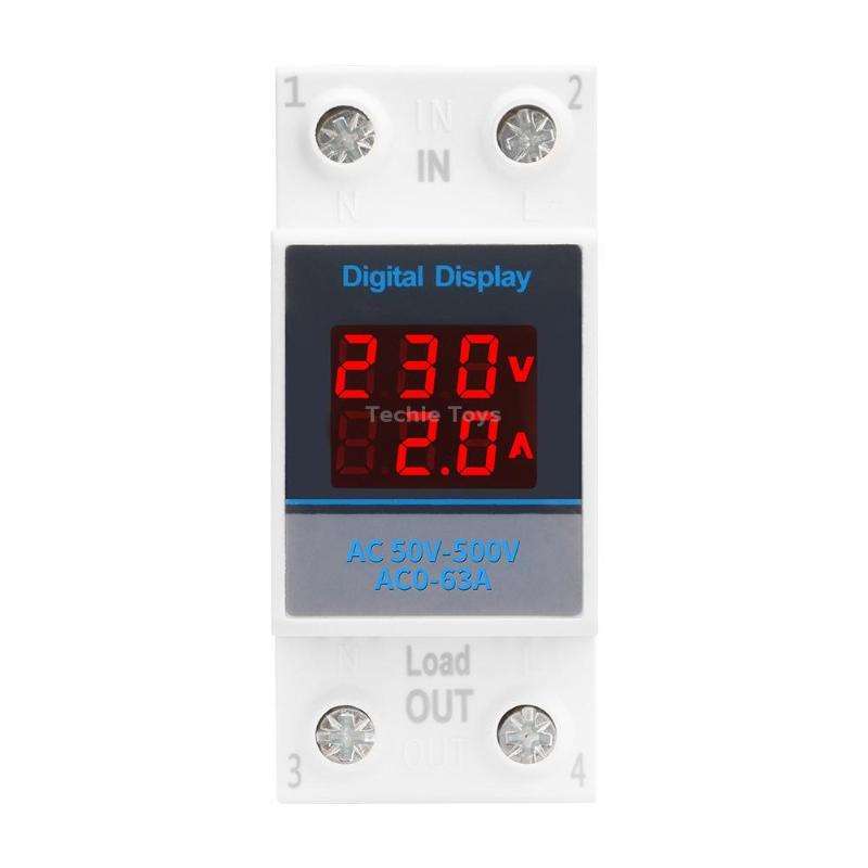 SINOTIMER SDM002 Household DIN Rail Single-Phase AC Dual Display Voltage And Current Meter(100A Exte