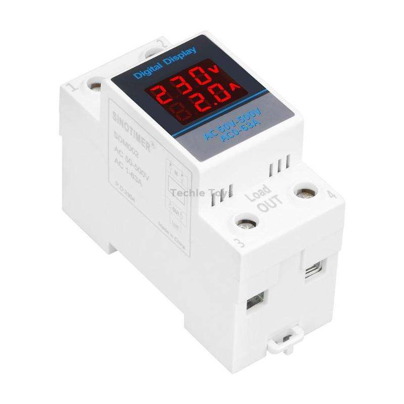 SINOTIMER SDM002 Household DIN Rail Single-Phase AC Dual Display Voltage And Current Meter(100A Exte