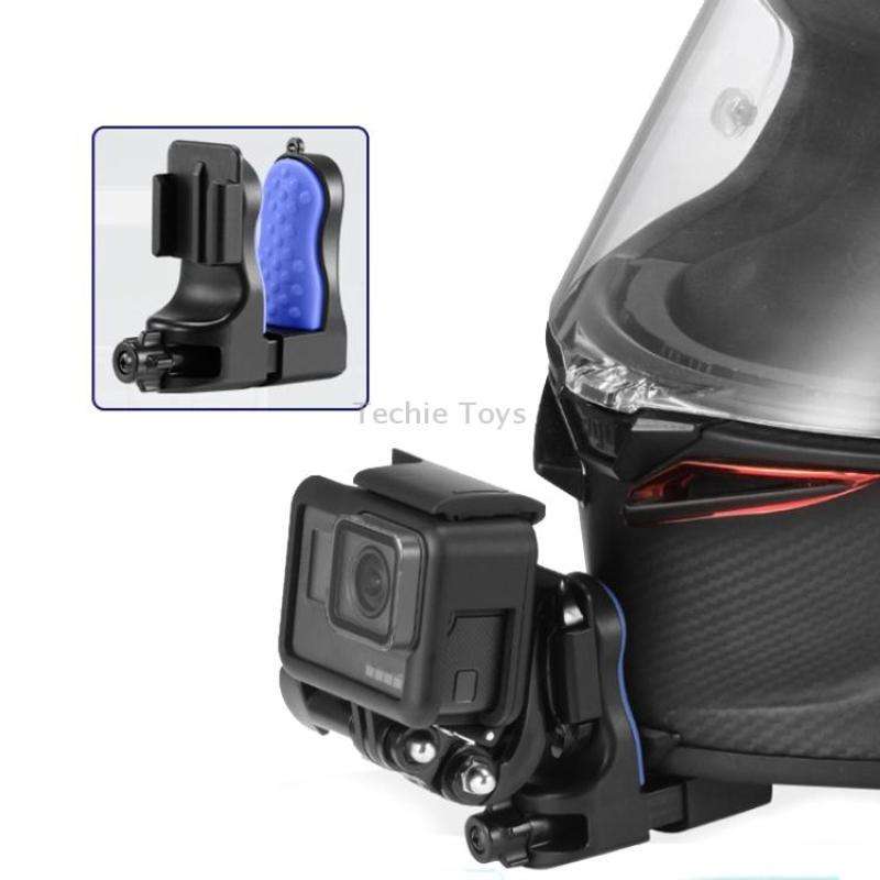 Motorcycle Helmet Chin Clamp Mount for GoPro Hero Series DJI Osmo Action, SJCAM Cameras, Spec: Set 2