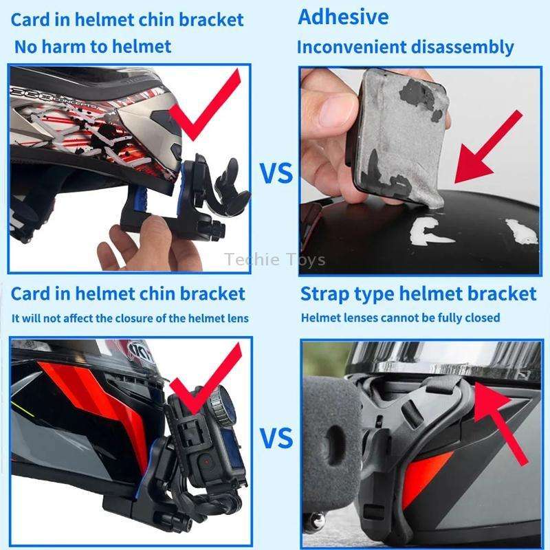 Motorcycle Helmet Chin Clamp Mount for GoPro Hero Series DJI Osmo Action, SJCAM Cameras, Spec: Set 2