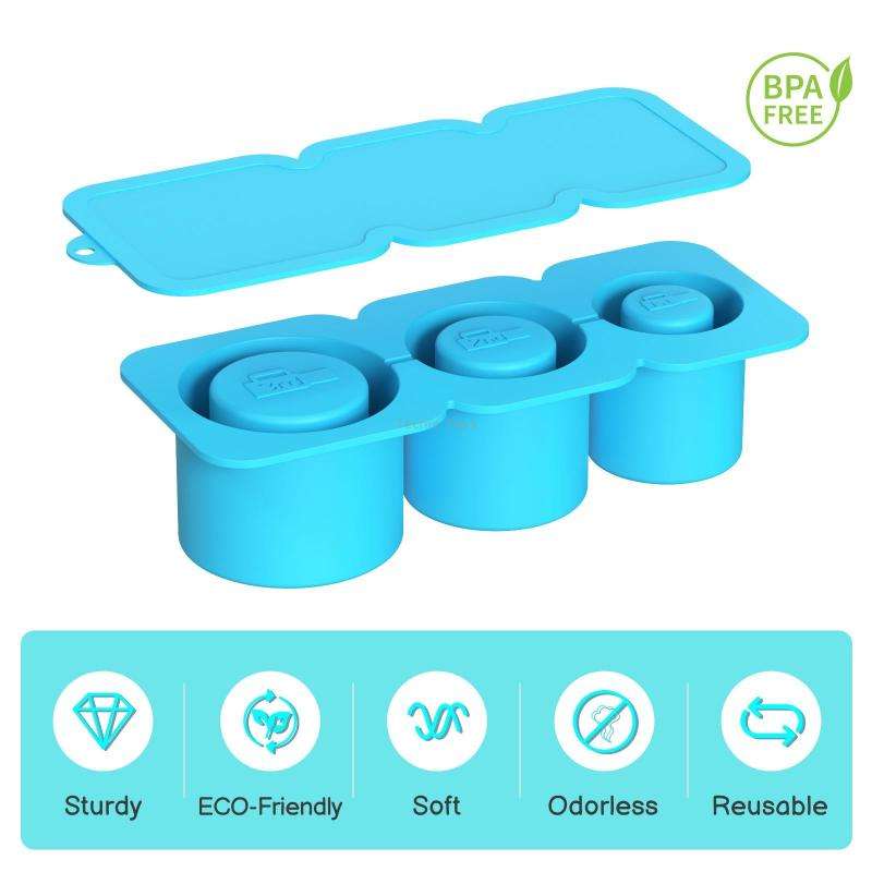 Silicone Ice Molds With Lid For Stanley Tumblers Cups Can Making 3 Hollow Cylinders(Green)