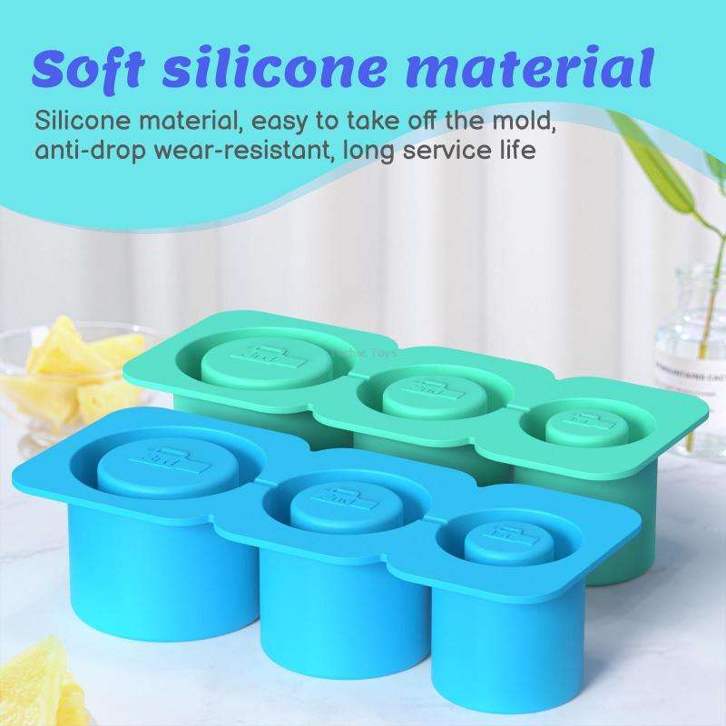 Silicone Ice Molds With Lid For Stanley Tumblers Cups Can Making 3 Hollow Cylinders(Green)