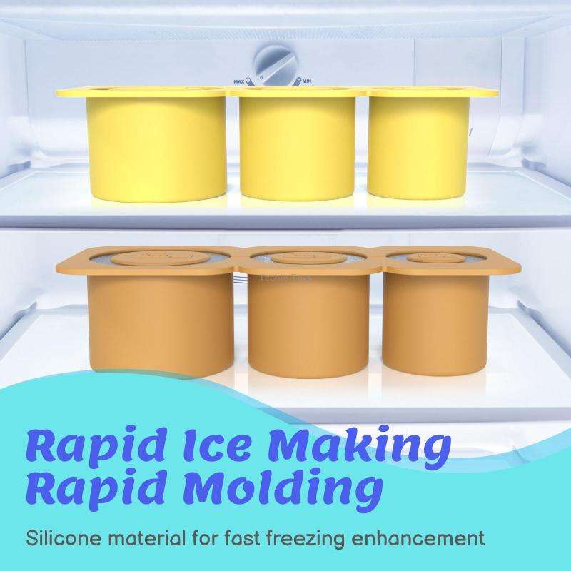 Silicone Ice Molds With Lid For Stanley Tumblers Cups Can Making 3 Hollow Cylinders(Green)