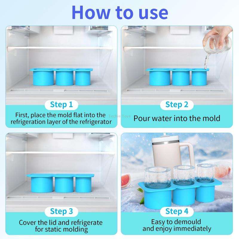 Silicone Ice Molds With Lid For Stanley Tumblers Cups Can Making 3 Hollow Cylinders(Green)