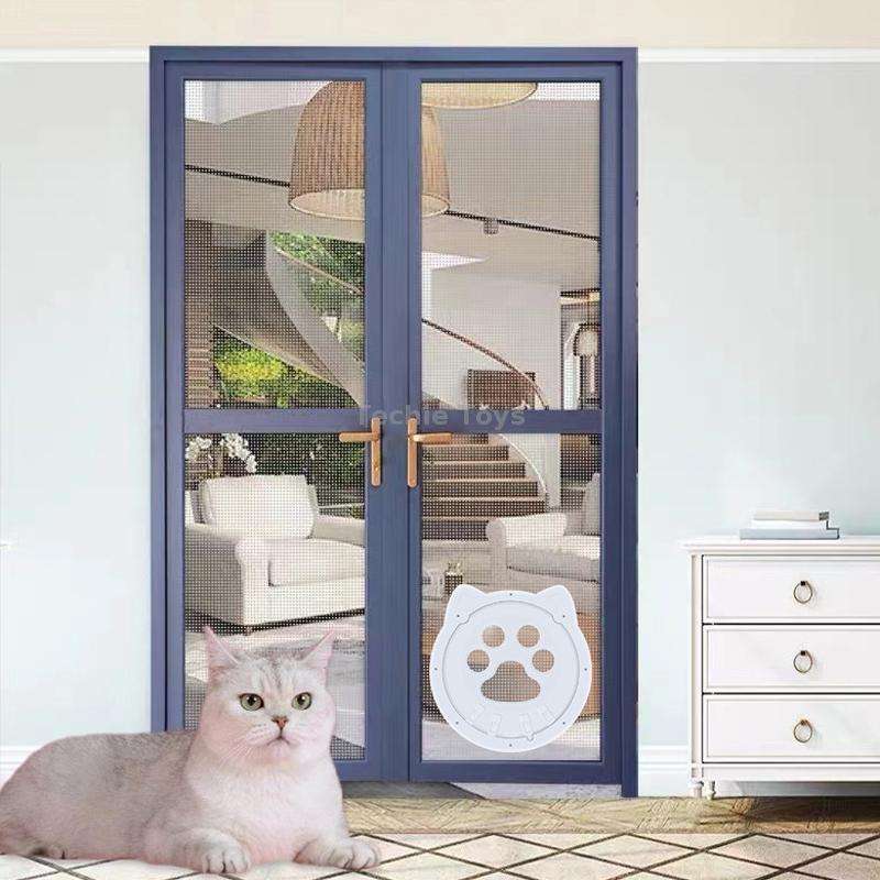 Pet Screen Door Two Way Access Magnetic Closing Cat Door Pet Products(Black)