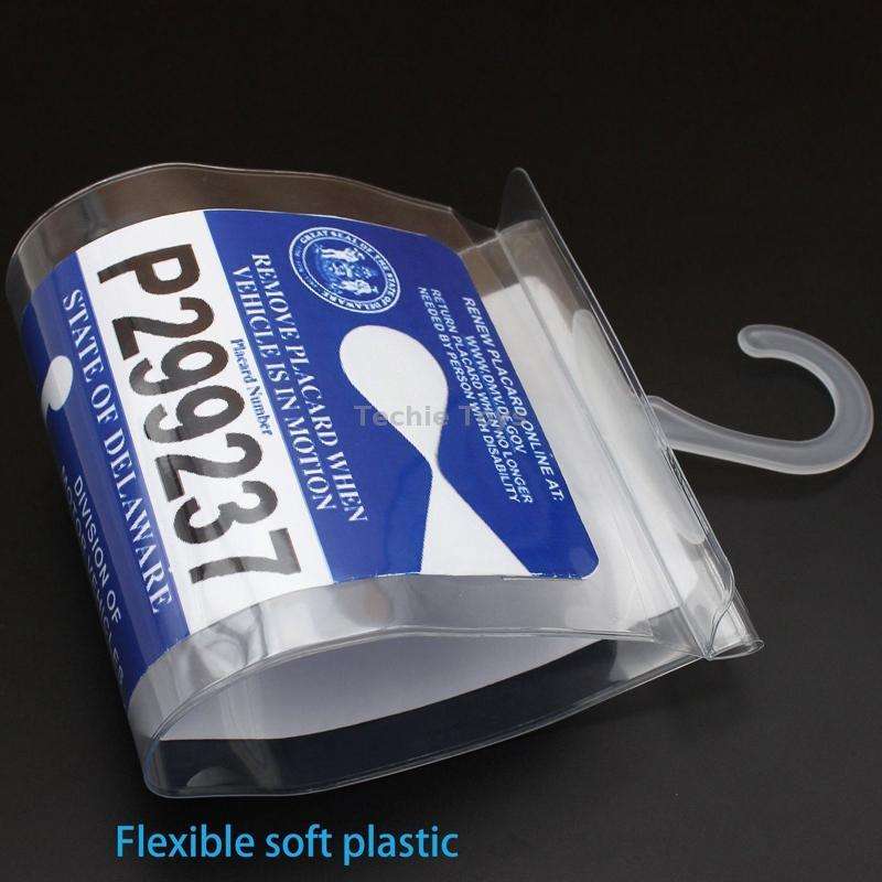 2pcs PVC Transparent Hook Bag Disability Placard Parking Sign Bag(29.5x12.7x0.4mm)