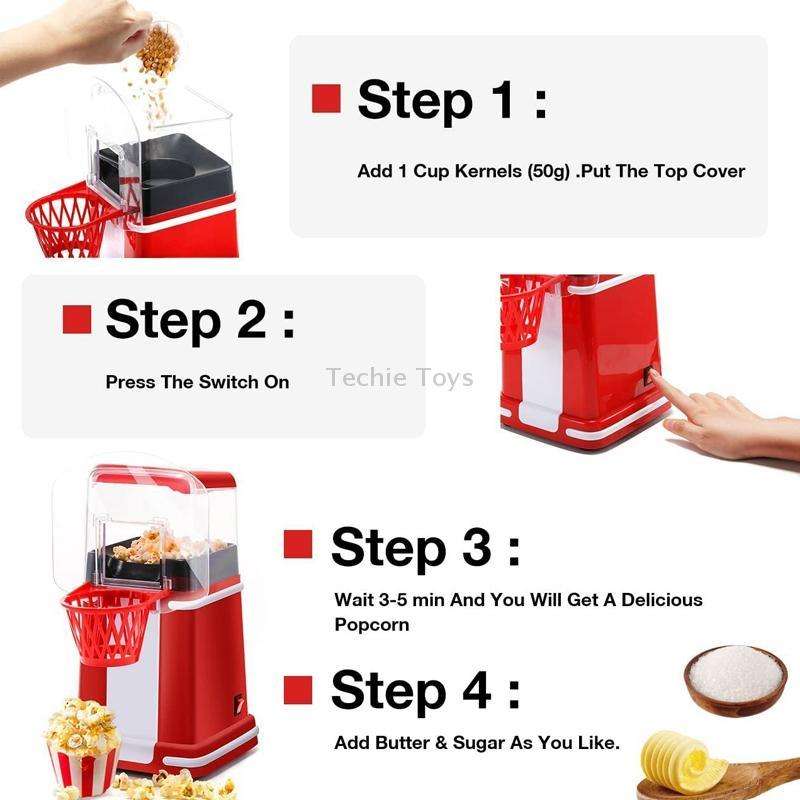 1200W Basket Popcorn Machine Electric Automatic Corn Popper 220V EU Plug