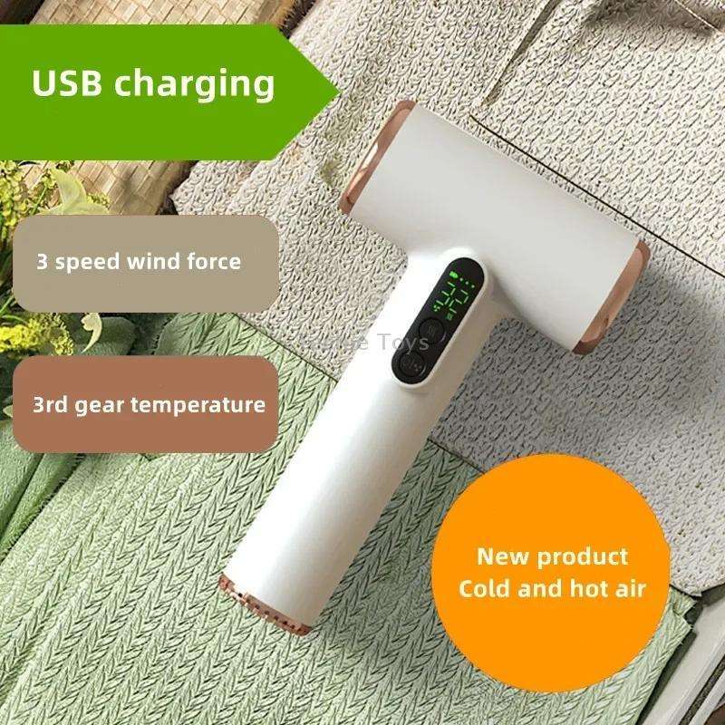 Wireless Rechargeable Hair Dryer with 3 Levels Wind Speed/ Temperature Adjustable(White)
