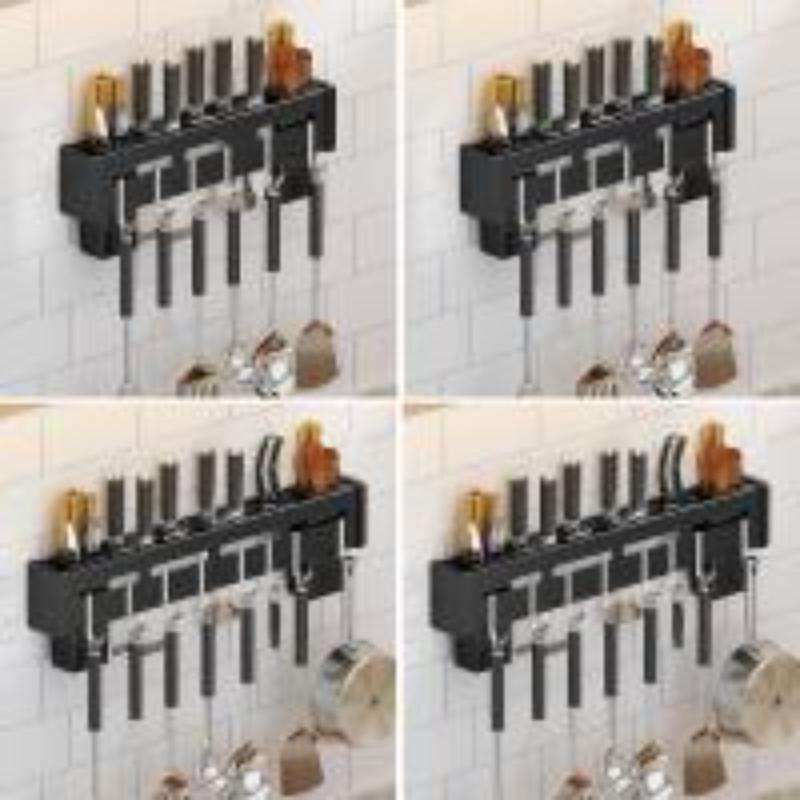 Kitchen Wall-mounted Rack Free Punching Chopsticks Holder, Color:Black 40cm