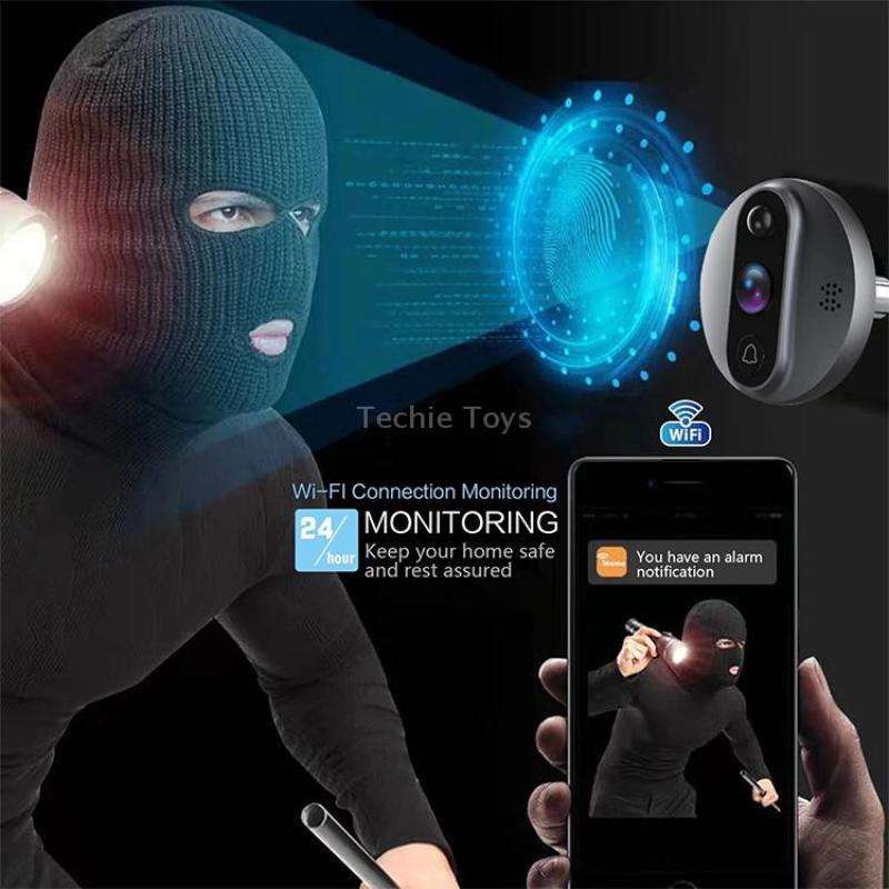 R9 4.3 inch WiFi Smart Video Visual Electronic Peephole Doorbell (Black)