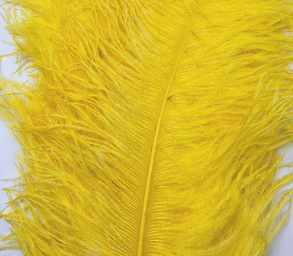 Decorative Ostrich Feathers (41-49cm) - Yellow - Set of 5